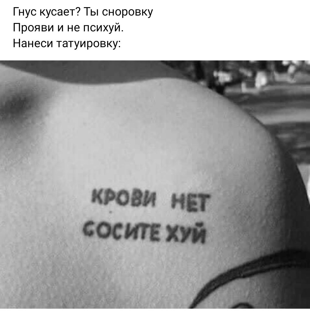 Гнус кусает Ты сноровку Прочви и не психуй Нанеси татуировку