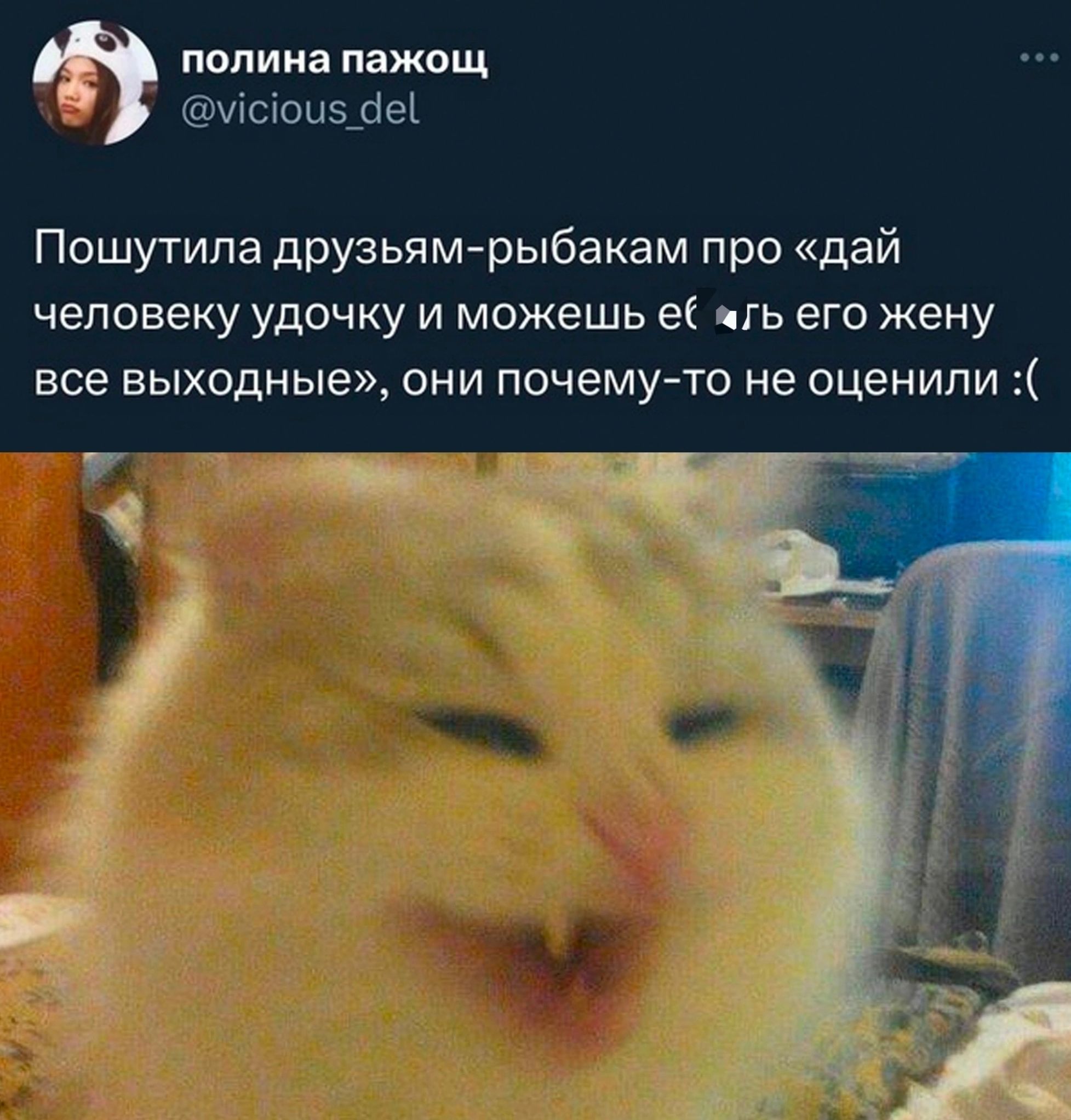 полина пажощ уісіоиэлеі Пошутипа друзьямрыбакам про дай человеку удочку и можешь еі гь его жену все выходные они почему то не оценили