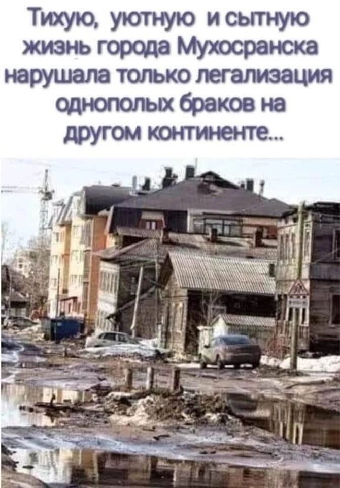 Тихую уютную и сыгную жизнь города Мухосранска нарушала только легализация цднополых браков на другом континенте
