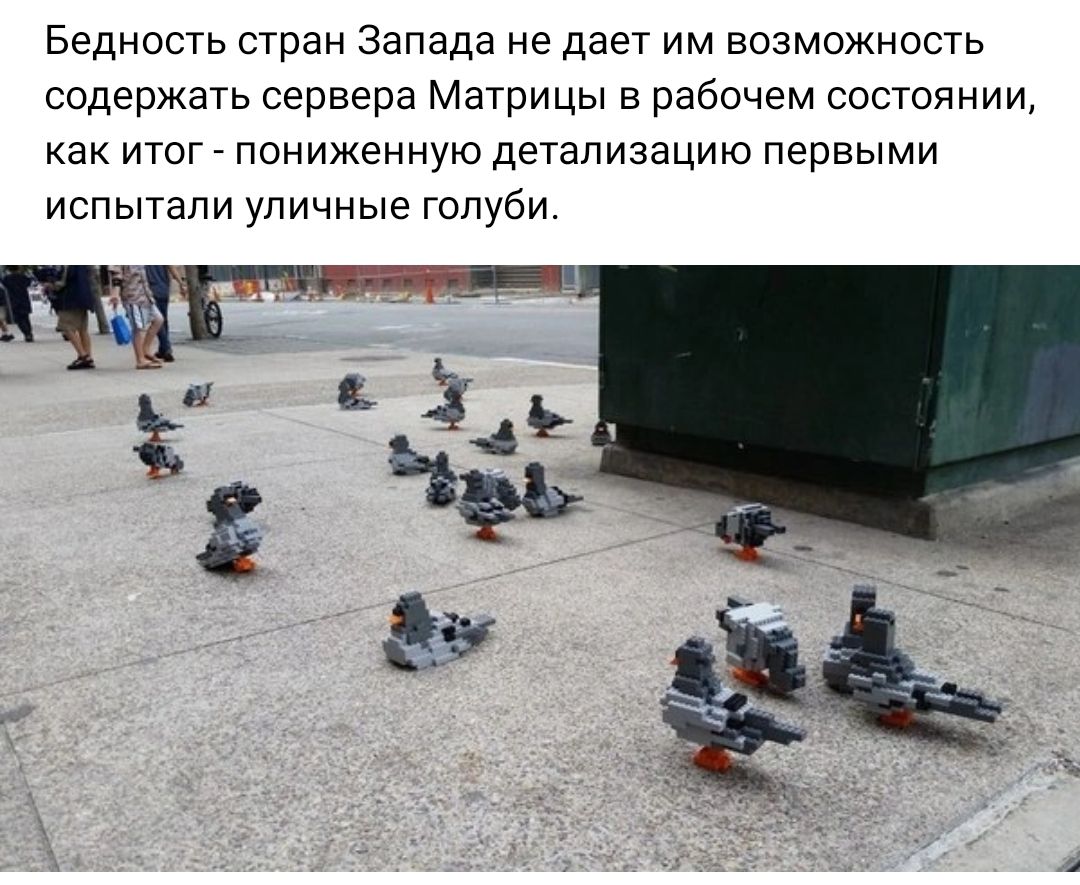 Бедность стран Запада не дает им возможность содержать сервера Матрицы в рабочем состоянии как итот пониженную детализацию первыми испытали уличные голуби