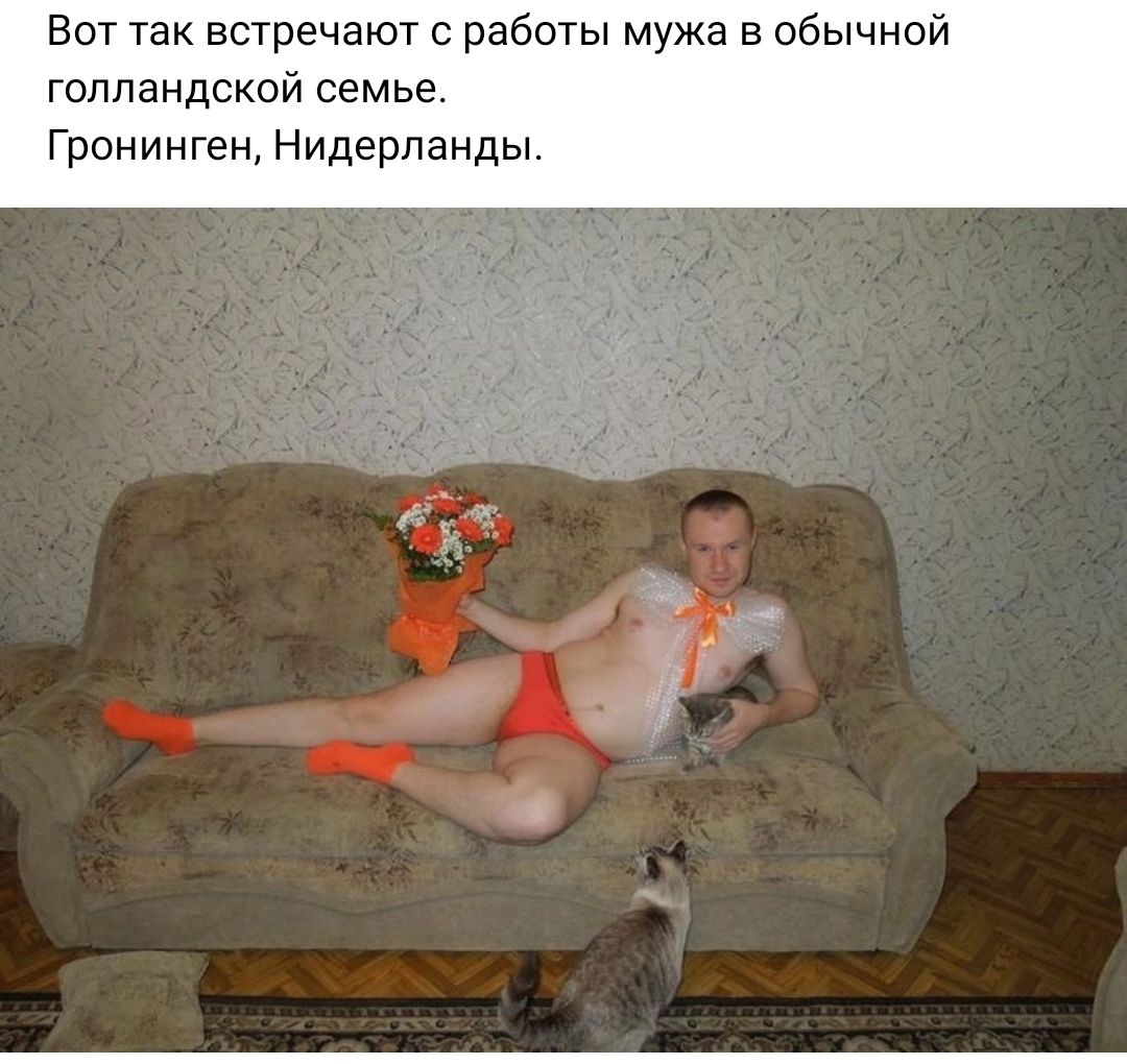 Вит так встречают с работы мужа в обычной голландской семье Гронинген Нидерланды
