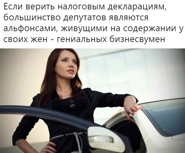ЕСЛИ ВЕРИТЬ НЭЛОГОВЫМ ДЕКЛЭРЭЦИЯМ большинство Депутатов являются альфонсами живущими на содержании у СВОИХ ЖЕН ГЕНИЭЛЬНЫХ бизнесвумен