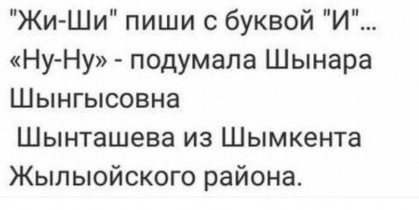 ЖИШи пиши с буквой И Ну Ну подумала Шынара Шынгысовна Шынташева из Шымкента Жылыойского района