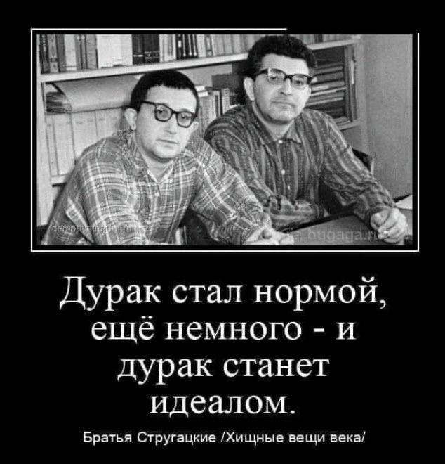 Дурак стал нормой ещё немного и дурак станет идеалом Бртья Огругицкив Хищные ищи