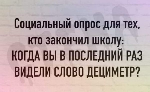 Социальный опрос для тех кто закончил школу КОГДА ВЫ В ПОСЛЕДНИЙ РАЗ ВИДЕЛИ СЛОВО ДЕЦИМЕТР