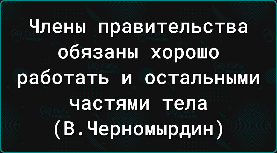 Члены правительства обязаны хорошо работать и остальными частями тела ВЧерномырдин