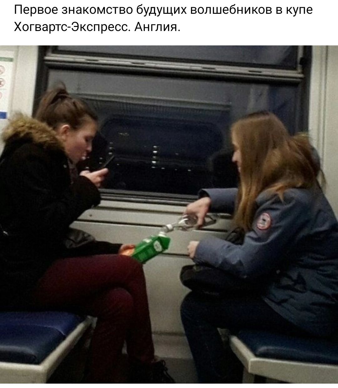 Первое знакомство будущих волшебнишв в купе Хогвартоэхспресс Англия