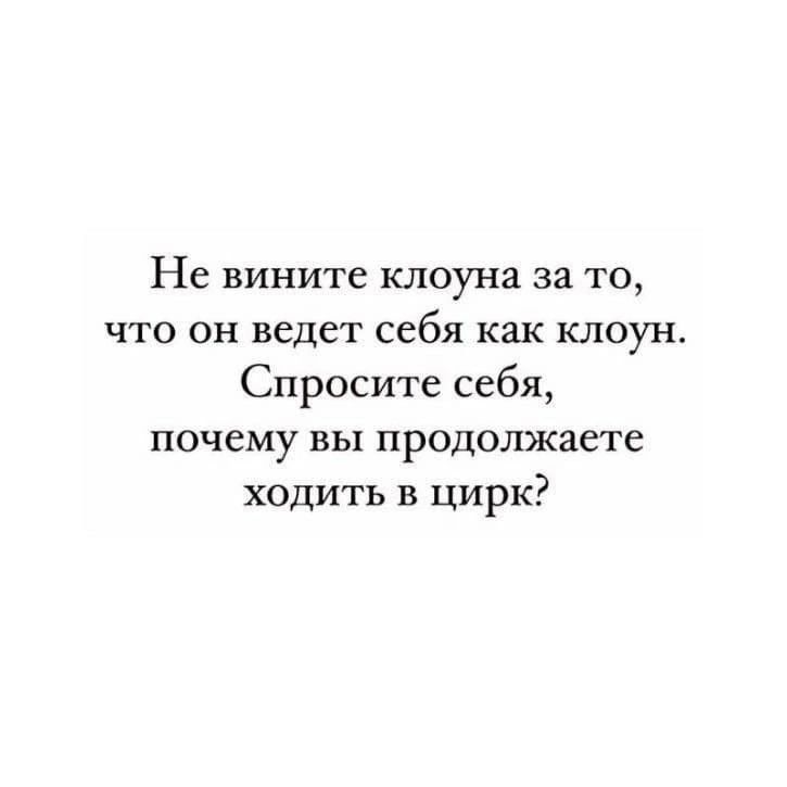 Не вините клоуна за то что он ведет себя как клоун Спросите себя почему вы продолжаете ходить в цирк