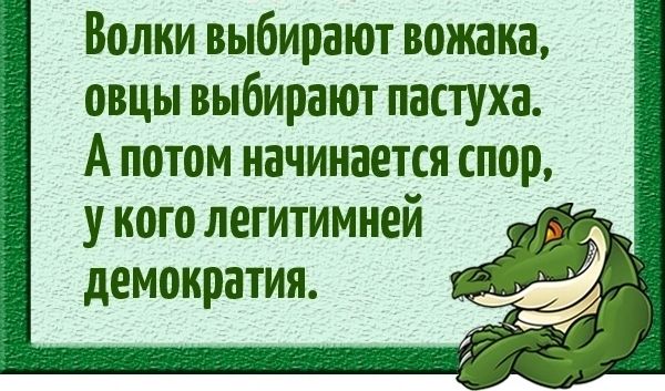 Волки выбирают вожака овцы выбирают пастуха А потом начинается спор у кого летитимней демократия