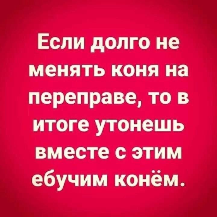 Если долго не менять коня на переправе то в итоге утонешь вместе с этим ебучим конём