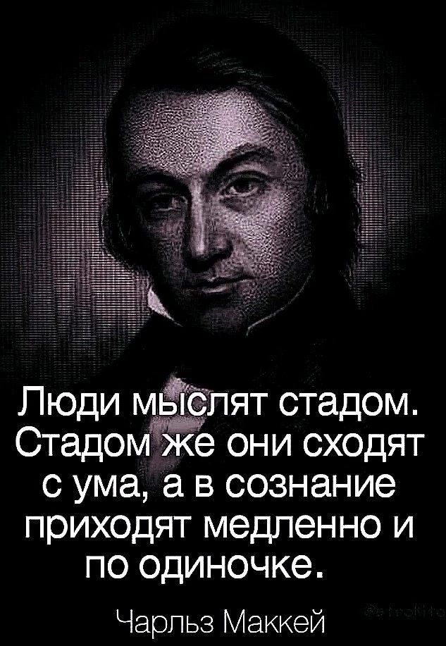 Люди мёёпят стадом СтадомхЁё они сходят с ума а в сознание приходят медленно и по одиночке Чарльз Маккей