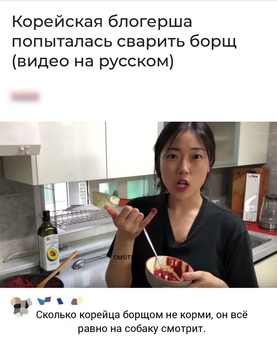 Корейская блогерша попыталась сварить борщ видео на русском 3 Сколько корейца борщом не корми он всё равно на собаку смотрит