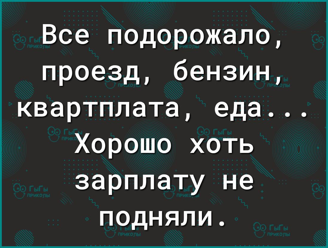 Все подорожало проезд бензин квартплата еда Хорошо хоть зарплату не подняли