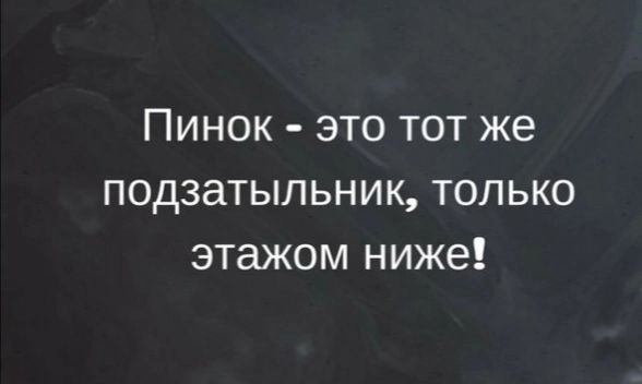 Пинок это тот же подзатыпьник только этажом ниже