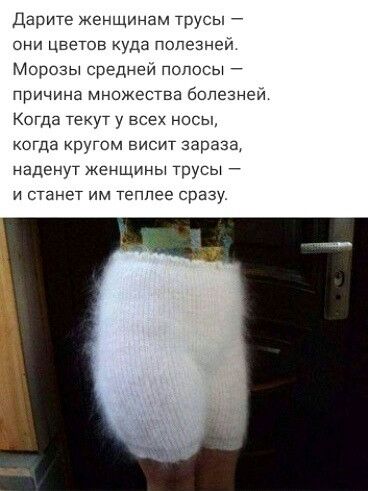 Дарите женщинам трусы они цветов куда Пэпезней Морозы среднеи полосы Причина множества болезней Когда Текут у всех носы когда ругсм висит зараза наденут женщины трусы и станет им теплее сразу