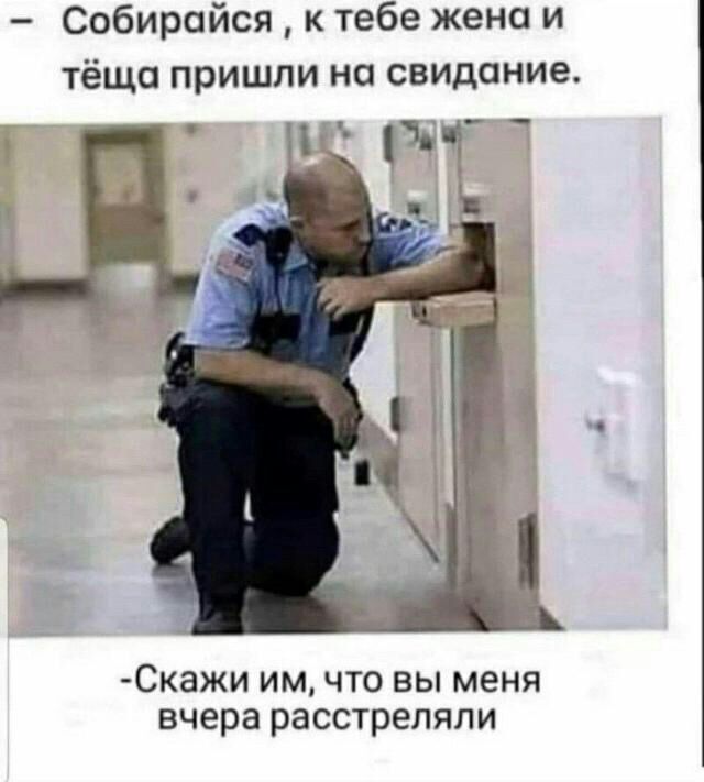 Собиройся к тебе жена и тёща пришли на свидание Н Скажи им что вы меня вчера расстреляли