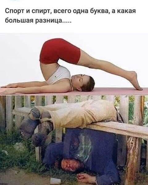 Спорт и спирт всего одна буква а какая большая разница