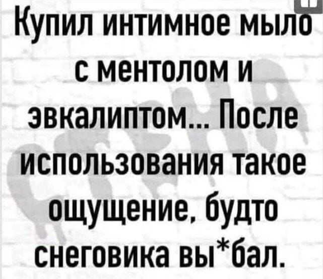 Купил интимное мылб с ментолом и эвкалиптом После использования такое ощущение будто снеговика выбал