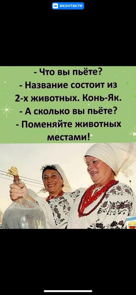 Что вы пьёте Название состоит из 2 х животных Конь Як А сколько вы пьёте Поменяйте животных местами