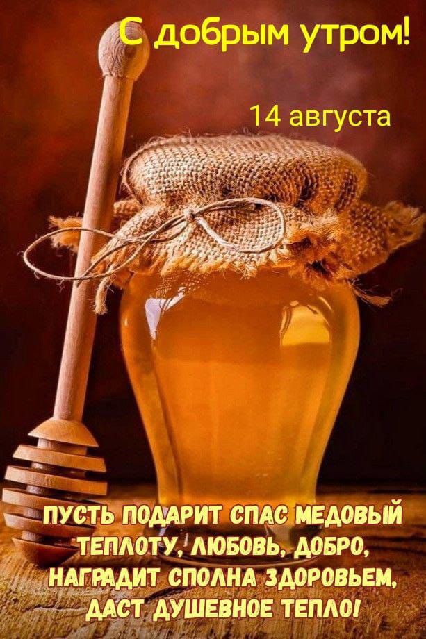 С добрым утром!
14 августа
Пусть подарит Спас медовый теплоту, любовь, добро, наградит сполна здоровьем, даст душевное тепло!