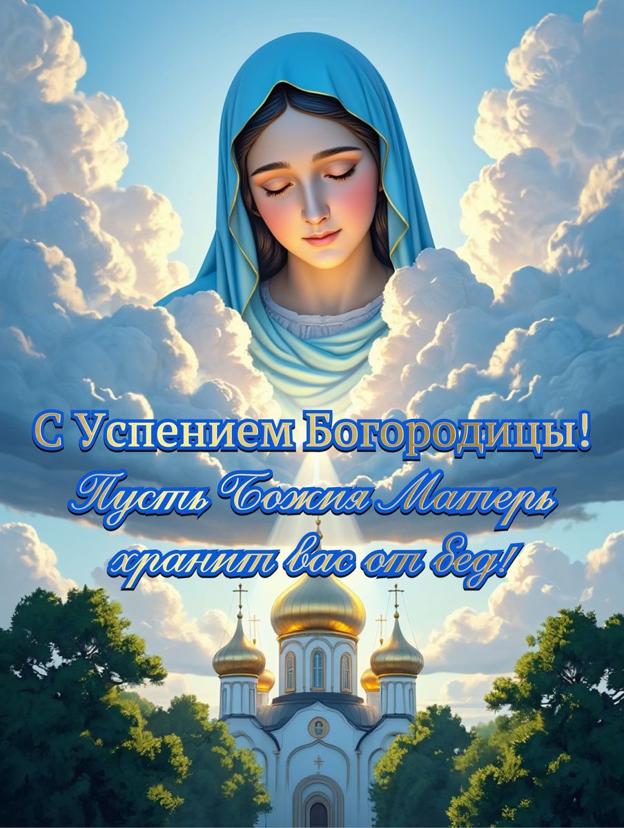 С Успением Богородицы! Пусть Божья Матерь хранит вас от бед!