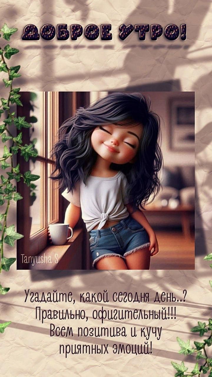 Доброе утро! Угадайте, какой сегодня день..? Правильно, офигительный!!! Всем позитива и кучу приятных эмоций!