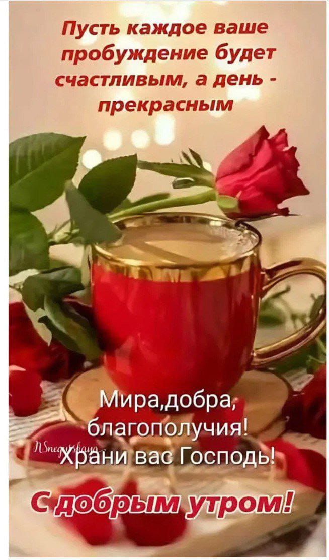 Пусть каждое ваше пробуждение будет счастливым, а день - прекрасным. Мира, добра, благополучия! Храни вас Господь! С добрым утром!