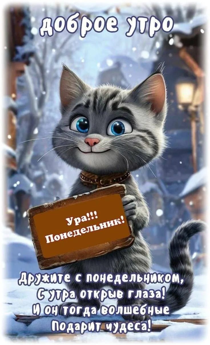 Доброе утро
Ура!!! Понедельник!
Дружите с понедельником, С утра открыв глаза! И он тогда волшебные подарит чудеса!