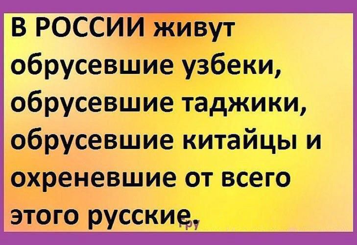 В России живут обрусевшие узбеки, обрусевшие таджики, обрусевшие китайцы и охреневшие от всего этого русские.