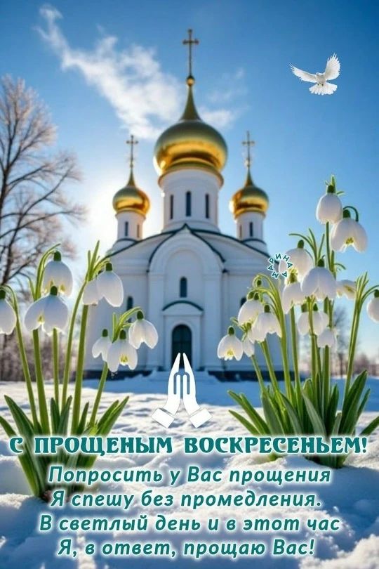 С ПРОЩЕНЫМ ВОСКРЕСЕНЬЕМ! Попросить у Вас прощения Я спешу без промедления. В светлый день и в этот час Я, в ответ, прощаю Вас!