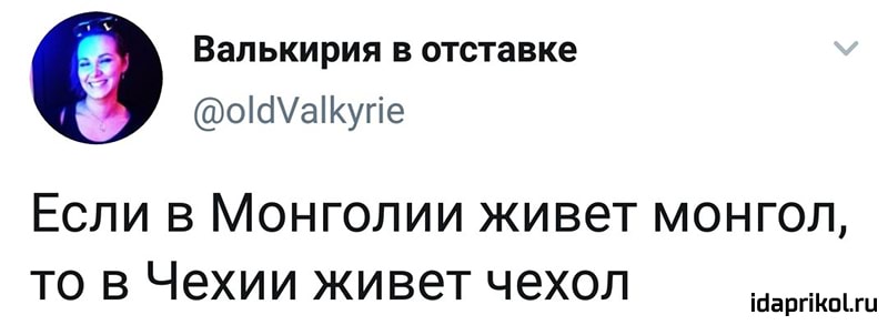 Валькирия в отставке оіаугіе Если в Монголии живет монгол то в Чехии живет чехол іааргіКпіш
