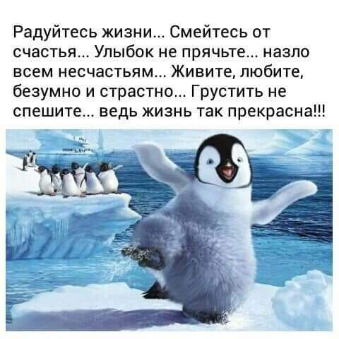 Радуйтесь жизни Смейтесь от счастья Улыбок не прячьте назло всем несчастьям Живите любите безумно и страстно Грустить не спешите ведь жизнь так прекрасна