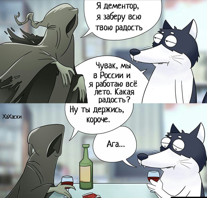 Я дементор я заберу всю твою радость Чувак мы в России и я работаю всё 1 лето Какая радость Ну ты держись