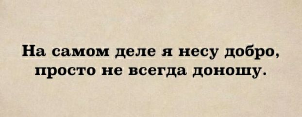 На самом деле я несу добро просто не всегда доношу