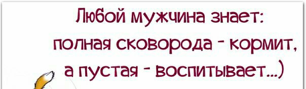 Любой мужчина знает полная сковорода кормит а пустая воспитывает