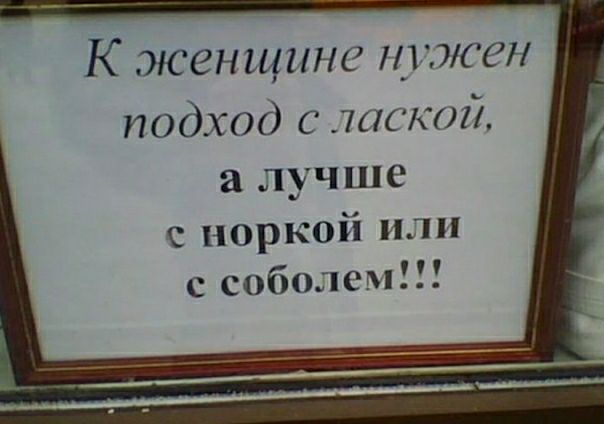 К женщине нужен подход с ик кой а лучше с норкой или с соболем