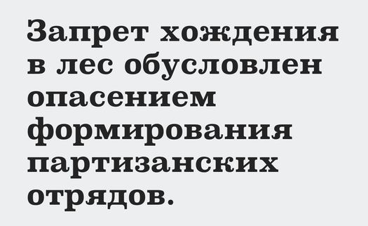 Запрет хождения в лес обусловлен опасением формирования партизанских отрядов