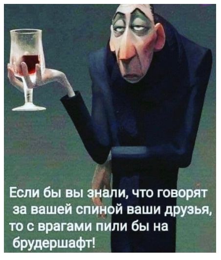 Если бы вы тали что говорят за вашей спиной ваши друзья то с врагами пили бы на брудершафт