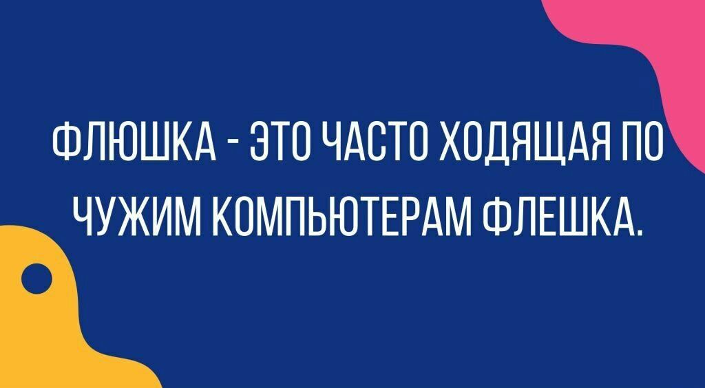 ФЛЮШКА ЭТО ЧАСТО ХОДЯЩАЯ ПО ЧУЖИМ КОМПЬЮТЕРАМ ФЛЕШКА