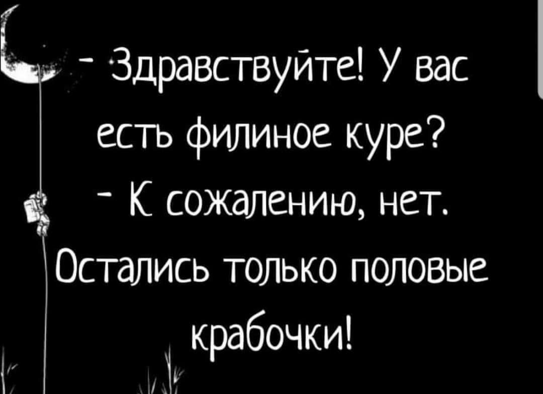 _ Здравствуйте У вас есть филиное куре К сожалению нет Остались только половые крабочки Х