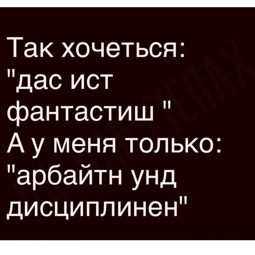 Так хочеться дас ист фантастиш А у меня только арбайтн унд дисциплинен