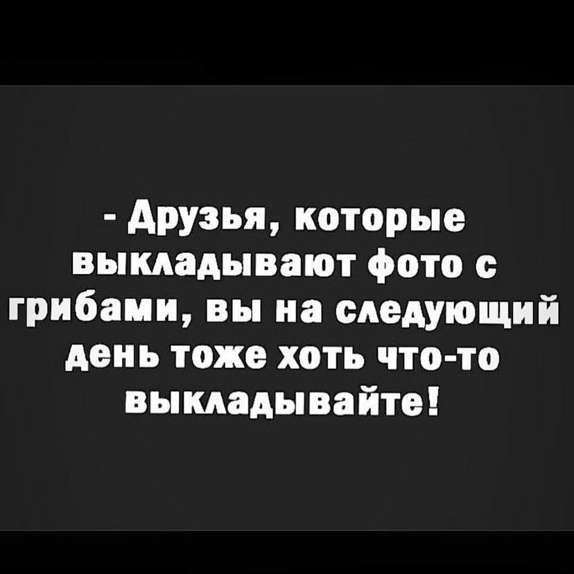 друзья которые выкладывают фото с грибами вы на следующий день тоже хоть что то выкладывайте