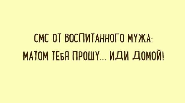 СМС ОТ ВОСПИТАННОГО МУЖА МАТОМ ТЕБЯ ПРОШУ ИДИ ДОМОЙ