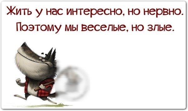 Жить у нас интересно но нервно Поэтому мы веселые но злые