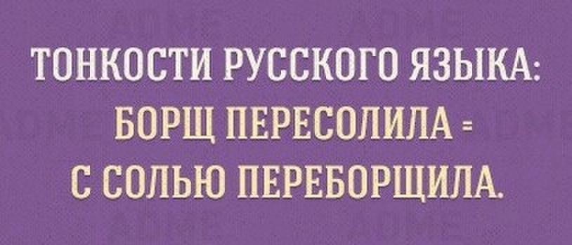 ТОНКОСТИ РУССКОГО ЯЗЫКА БОРЩ ПЕРЕСОЛИПА С СОЛЬЮ ПЕРЕБОРЩИПА