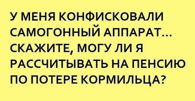 у меня конфисковми САМОГОННЫЙ АППАРАТ СКАЖИТЕ могу ли я РАССЧИТЫВАТЬ НА пвнсию по ПОТЕРЕ КОРМИЛЬЦА