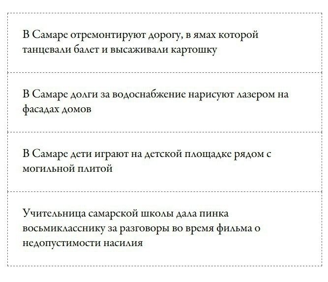 В Самаре отремонтируют дорогу в ямах которой 3 танцевади бадет и высаживаАи картошку В Самаре доАги аа водоснабжение нарисутот Аааером на фасадах домов В Самаре дети играют на детской пдощадке рядом с могидьпой ПАитой Учитешпица самарской ШКОАЫ дада пинка восьмикдасснику аа разговоры во время фИАьма о недопустимости иасшия