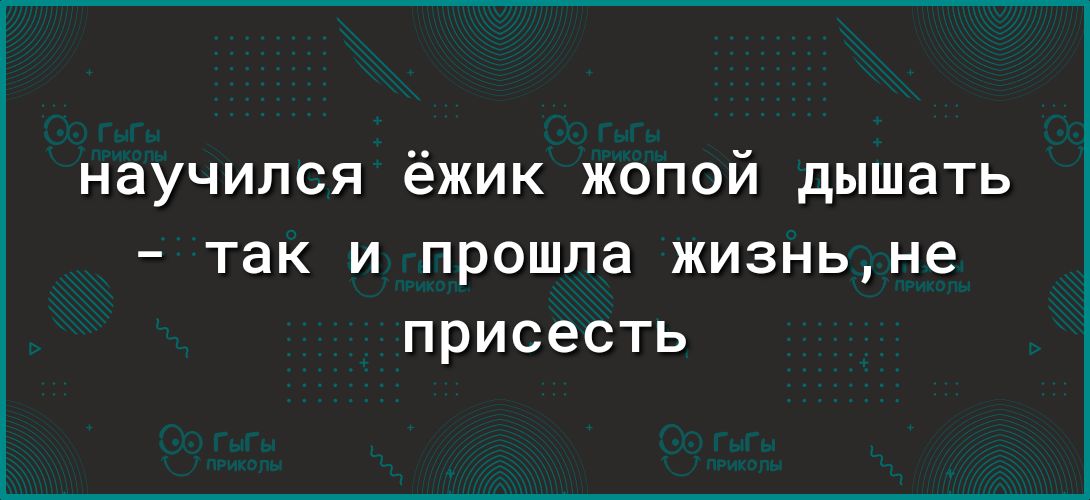 научился ёжик жопой дышать так и прошла жизньне присесть