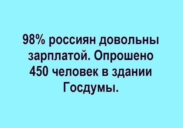 98 россиян довольны зарплатой Опрошено 450 человек в здании Госдумы