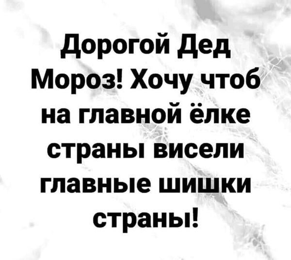 дорогой дед Мороз Хочу чтоб на главной ёлке страньпвисели главные шишки страньп